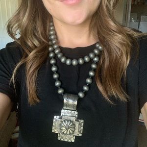 Faux Navajo Pearls with western cross pendant